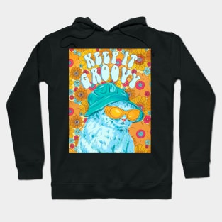 Keep It Groovy - Funky Floral Cat Hoodie